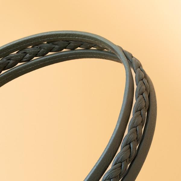 Dreifaches grünes Armband aus italienischem Nappaleder mit versilberter Oberfläche - Ter Green